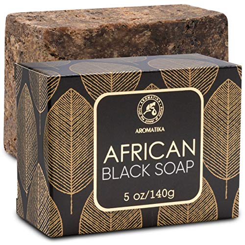 Jabón Negro Africano 140g - Hidratante - Nutritivo - Jabón Negro Africano 100% Crudo Natural con Manteca de Karité & Aceite de Coco para Todos los Tipos de Piel - Ingredientes Naturales