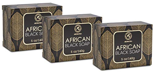 Jabón Negro Africano 3x140g - Hidratante - Nutritivo - Jabón Negro Africano 100% Crudo Natural con Manteca de Karité & Aceite de Coco para Todos los Tipos de Piel - Ingredientes Naturales