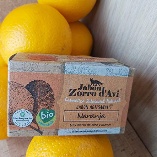 Jabón Zorro D’Avi | Jabón Natural Ecológico de Naranja | 120 gr | Nutritivo e Hidratante | Jabón Biodegradable Zero Waste | Jabón De Manos y Facial | Fabricado en España