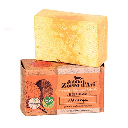 Jabón Zorro D’Avi | Jabón Natural Ecológico de Naranja | 120 gr | Nutritivo e Hidratante | Jabón Biodegradable Zero Waste | Jabón De Manos y Facial | Fabricado en España