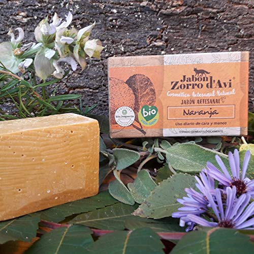 Jabón Zorro D’Avi | Jabón Natural Ecológico de Naranja | 120 gr | Nutritivo e Hidratante | Jabón Biodegradable Zero Waste | Jabón De Manos y Facial | Fabricado en España