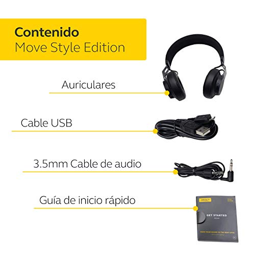 Jabra Move Style Edition – Auriculares On-Ear, Conexión Bluetooth con Smartphones, Ordenadores y Tabletas, Para Música y Llamadas Inalámbricas, Negro Titanio