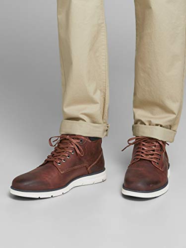 JACK & JONES JFWTUBAR Leather STS, Chukka Boots Hombre, Marrón(Brandy Brown Brandy Brown), 41 EU