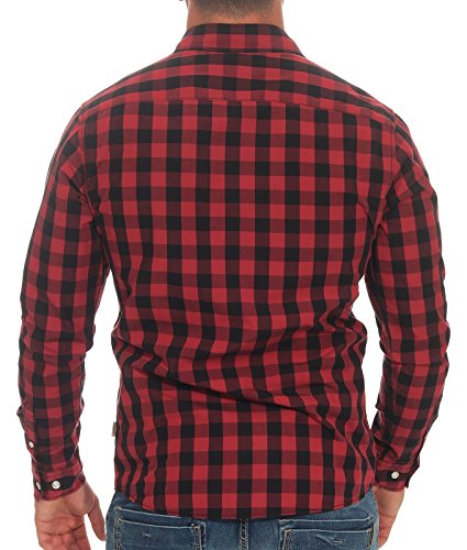 Jack & Jones Jjegingham Shirt L/s Camisa, Multicolor (Brick Red Checks:Mixed Black), Small para Hombre