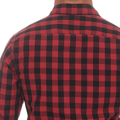 Jack & Jones Jjegingham Shirt L/s Camisa, Multicolor (Brick Red Checks:Mixed Black), Small para Hombre