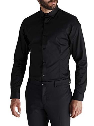 Jack & Jones Jjprparma Shirt L/s Noos Camisa, Schwarz (Black/Super Slim), L para Hombre