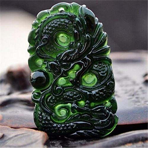 Jannyshop Colgante de Jade Verde Negro Natural de China Adornos de Escritorio de Jade para el Estudio de Artesanías de Oficina Buena Suerte Amuleto