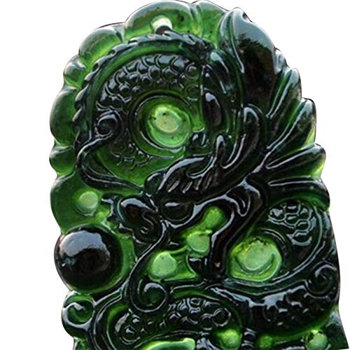 Jannyshop Colgante de Jade Verde Negro Natural de China Adornos de Escritorio de Jade para el Estudio de Artesanías de Oficina Buena Suerte Amuleto