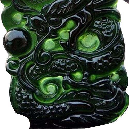 Jannyshop Colgante de Jade Verde Negro Natural de China Adornos de Escritorio de Jade para el Estudio de Artesanías de Oficina Buena Suerte Amuleto