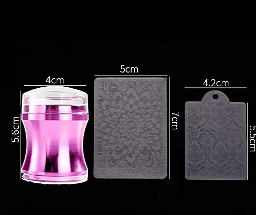 Jelly - Sello de silicona para manicura francesa, juego de 2 sellos transparentes con 1 raspador de uñas, decoración de uñas (transparente + rosa)