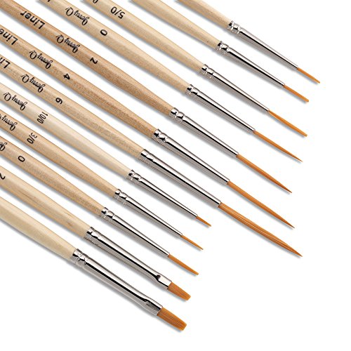 Jerry Q Art 12 pcs Detail Paint Brushes, Golden Synthetic Hair, High Performance For Oil, Acrylic and Watercolor jq-503 by Jerry Q Art