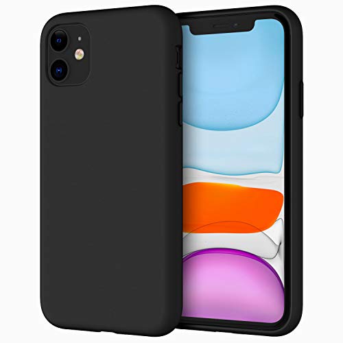 JETech Funda de Silicona Compatible iPhone 11 (2019) 6,1", Sedoso-Tacto Suave, Cubierta a Prueba de Golpes con Forro de Microfibra, Negro