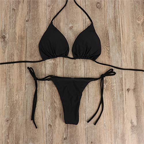 JFAN Bikinis Brasileños Sexy Micro Traje De Baño con Color Sólido de Dos Piezas Bikini de Triángulo Tanga para Mujer