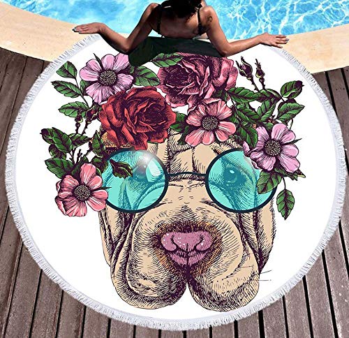 Jgzatoa Gafas perro toalla de playa grande bonita toalla de baño ideal para viajes de natación yoga deporte camping tumbona sofá manta