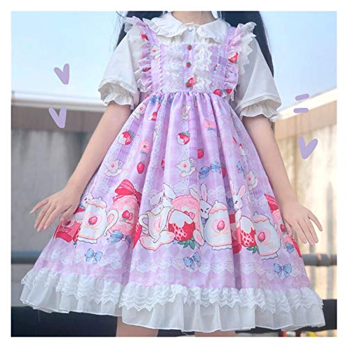 JIANMIN Lolita vestido para niñas dulce de fresa té fiesta Lolita luz lo suave hermana lindo Lolita vestido mujeres kawaii diario princesa vestido JSK