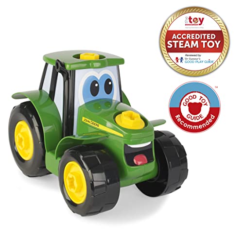 John Deere de Bizak, Construye el Tractor Johnny, Tractor de Juguete, Tractor Desmontable para Niños, Incluye Taladro Eléctrico con 2 Brocas