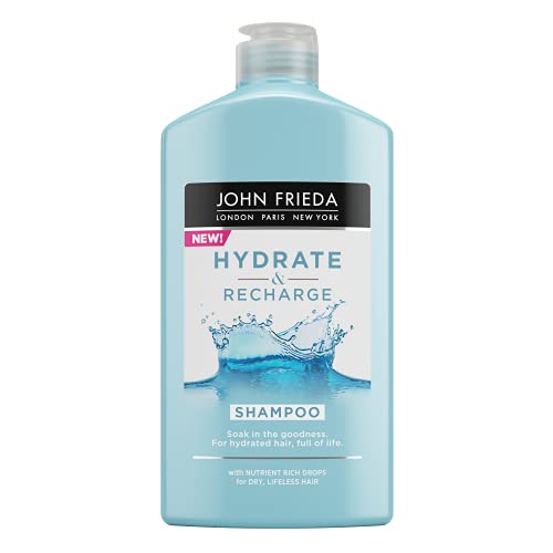 John Frieda Champú Hydrate & Recharge | Con Keratina | Hidratante Y Nutritivo | Para Pelo Seco Y Dañado, Cedro, 250 Mililitro