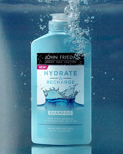 John Frieda Champú Hydrate & Recharge | Con Keratina | Hidratante Y Nutritivo | Para Pelo Seco Y Dañado, Cedro, 250 Mililitro