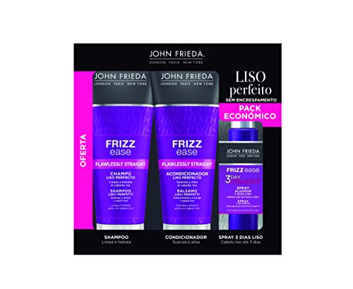 John Frieda Económico Champú, Acondicionador y Spray Liso Perfecto 600 ml