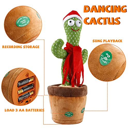 Jooheli Cactus de Peluche, Cactus Bailarín, Divertido Canto y Baile de Cactus con 120 Canciones, Juguete de Peluche de Cactus para Niños, Interesante Cactus Electrónico Juguete de Educación para Niños