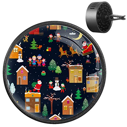 Josid 2 piezas de Navidad Papá Noel con diseño de casa de reno para coche, ambientador de aromaterapia, difusor de ventilación de coche, clip de regalo decoraciones de 40 mm