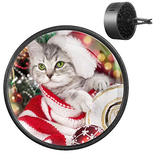 Josid Ambientador para coche con diseño de gatito en gorro de Papá Noel, 2 unidades, 40 mm