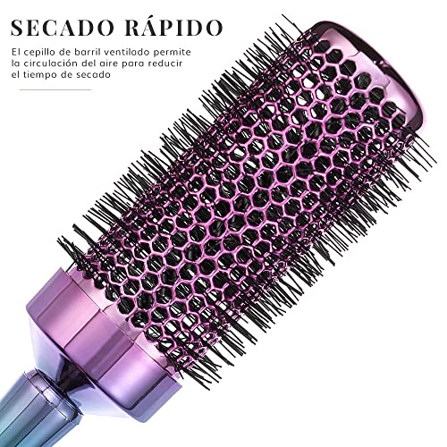 Juego de 3 Cepillos de Pelo - Cepillo de Pelo Profesional Redondo, Cepillo Esqueleto y Cepillo Plano para Todo Tipo de Cabello- Sirena/Multicolor, Lily England