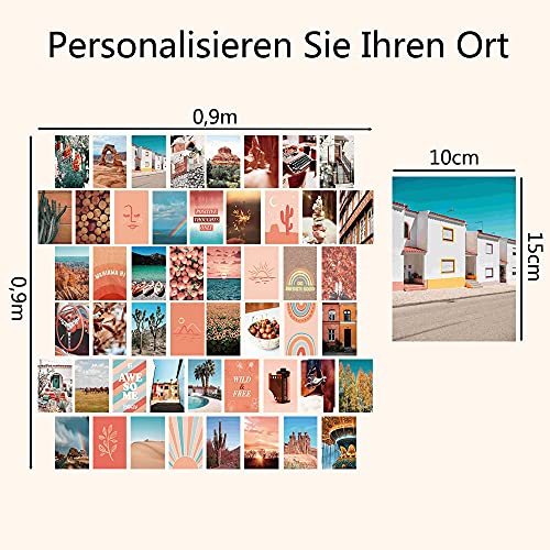 Juego de 50 tarjetas con imágenes para dormitorio, dormitorio, habitación, oficina, habitación estética, decoración de fotos para collage de fotos para adolescentes, multicolor, 10 x 15 cm