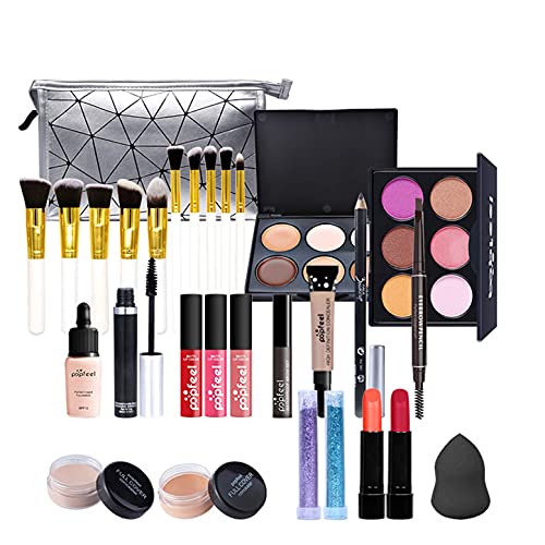 Juegos de Maquillaje para Mujer, Set de Maquillaje Profesional de 28 Piezas, Organizador de Maquillaje de Viaje Portátil - Kit de Cosméticos Completo Con Sombras de ojos Lápiz Labial Ocultador