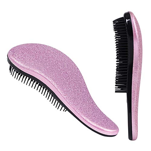 JUNSHUO Peine antiencrespamiento Antienredos Tangle-Free Gran Grueso Ondulado Rizado o Cabello Fino uso en húmedo y seco pelo cepillo/peine para mujeres Niña (Morado)