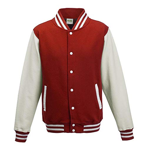 Just Hoods - Chaqueta - cuello mao - Manga Larga - Opaco - para hombre Rojo Fire Red/White Talla:extra-large