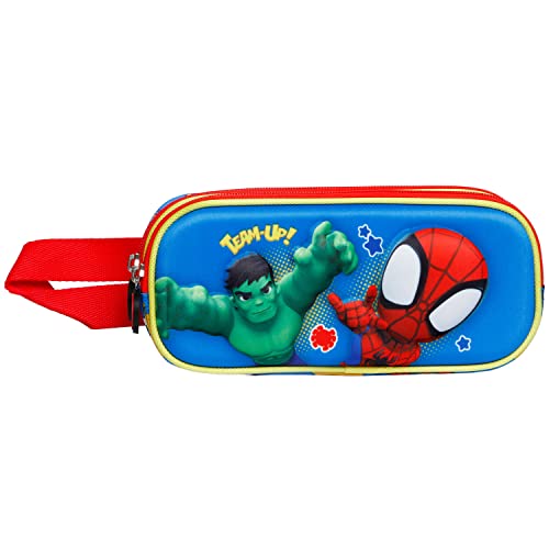 KARACTERMANIA Spiderman Team-Estuche Portatodo 3D Doble, Multicolor (02888)