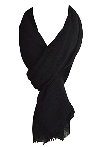 KARL LOVEN Pañuelo Mujer Bufanda Arrugada Fular Pashmina Cuello, Negro, 1m90