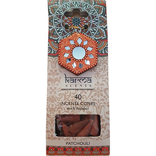 Karma Scents 40 conos de incienso y soporte de pachulí