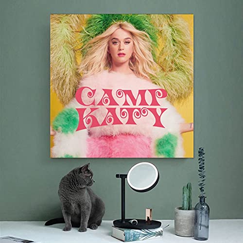 Katy Perry - Póster de lona con diseño de Katy para sala de estar, dormitorio, marco de decoración de 60 x 60 cm