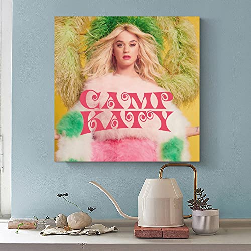 Katy Perry - Póster de lona con diseño de Katy para sala de estar, dormitorio, marco de decoración de 60 x 60 cm