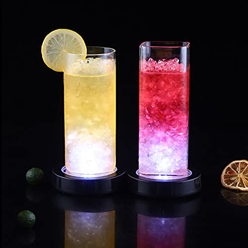 KEEDA 4 posavasos LED para bebidas, recargable por USB, para cócteles, cervezas, bebidas, botella de vino, estera luminosa para el hogar, fiesta, boda, bar, club (luz de color negro)