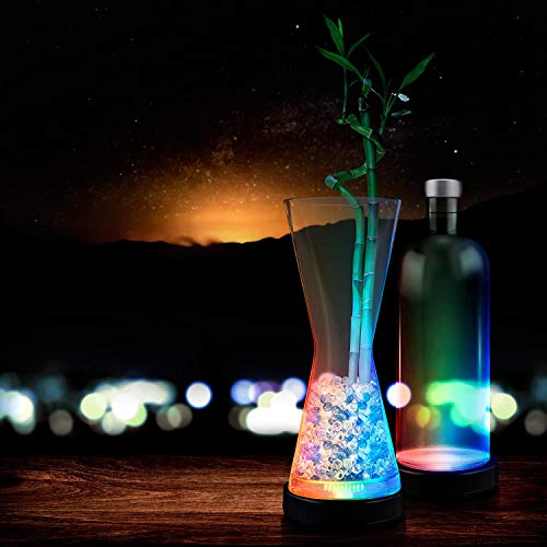 KEEDA 4 posavasos LED para bebidas, recargable por USB, para cócteles, cervezas, bebidas, botella de vino, estera luminosa para el hogar, fiesta, boda, bar, club (luz de color negro)