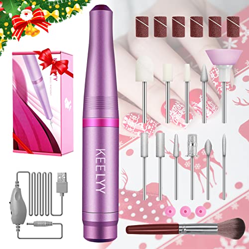 KEELYY Torno para Uñas, 11 en 1 Limas de Uñas Eléctrica, Kit de Manicura y Pedicura Eléctrico Profesional, Set de Manicura DIY para Salón y Casa, Regalos de Manicura para Mujer y Madres(Rosa)