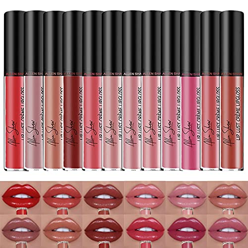 Keepwin® Pintalabios Purpurina Larga Duracion, Impermeable 3D Brillo de labios Mujer Labiales Lápiz Labios Líquida Lipstick Matte Barra de Labios Regalo Día de la Madre, San Valentín, Cumpleaños