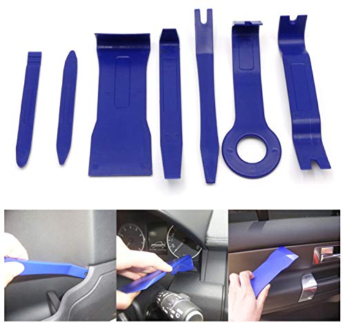 KEKECHAORAN Kit de Herramientas Desmontaje Coche, 8PCS Herramienta de Desmontar del Panel Frontal del Coche para Desmontar el Audio del Coche y Quitar la Tapicería del Vehículo (blue8PCS)