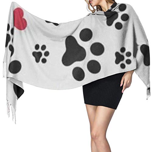 KENDIA Love Cat Paw Heart Puppy Foot Print Soft Mantón Bufanda Cashmere Cálido invierno Bufanda Wraps Pashmina Shawls