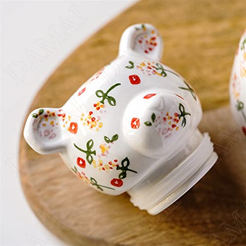 KGDC Tarros de Cocina Pintado Cerámica Tarro de Almacenamiento Sellado Miel Frascos Encantador Oso Azúcar Cosa Creatividad Tea Caddy Cocina Organizador Ornamentos Botes Herméticos