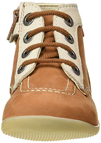 Kickers Bonzip-2, Botas Cortas al Tobillo Unisex bebé, Camel Amarillo Blanco 114, 21 EU