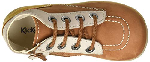 Kickers Bonzip-2, Botas Cortas al Tobillo Unisex bebé, Camel Amarillo Blanco 114, 21 EU