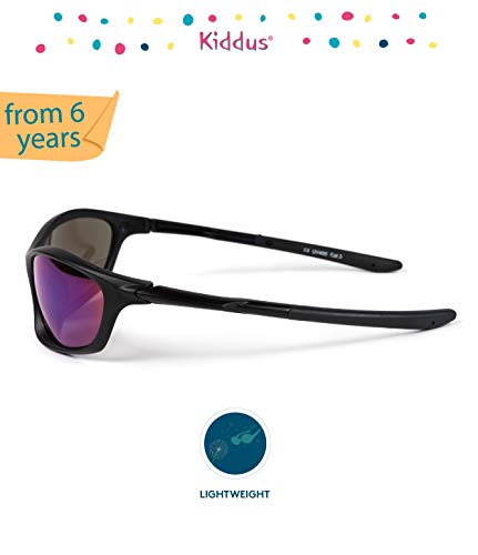 Kiddus Gafas de Sol Deportivas para Niñas y Niños a partir de 6 años. La mejor Seguridad y Protección con Filtro Solar UV400. Para actividades al aire libre.