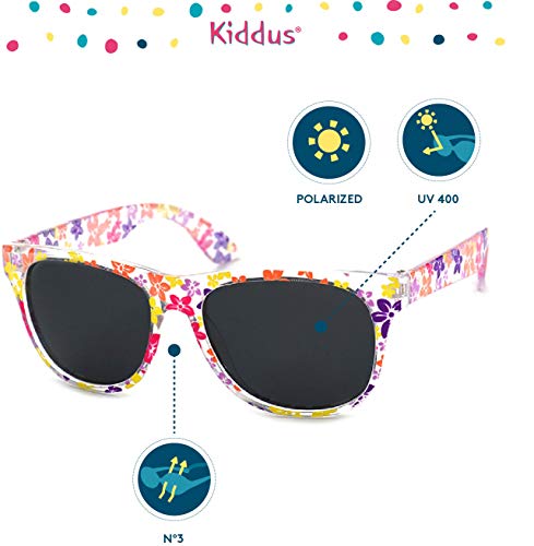 Kiddus Gafas de Sol POLARIZADAS para niña niño chica chico. UV400 Protección 100% contra rayos ultravioleta. A partir de 6 años. Resistentes, Seguras, ligeras y confortables