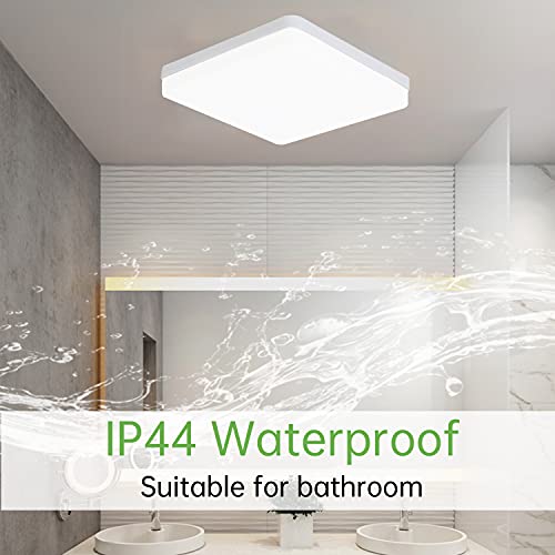 Kimjo LED Lámpara de Techo 36W Blanco Frío 6500K, Plafon LED Techo Modern IP44 Impermeable para Baño, Luz de Techo Cuadrado Delgada para Cocina Dormitorio Sala de Estar Balcón Pasillo Comedor Oficina