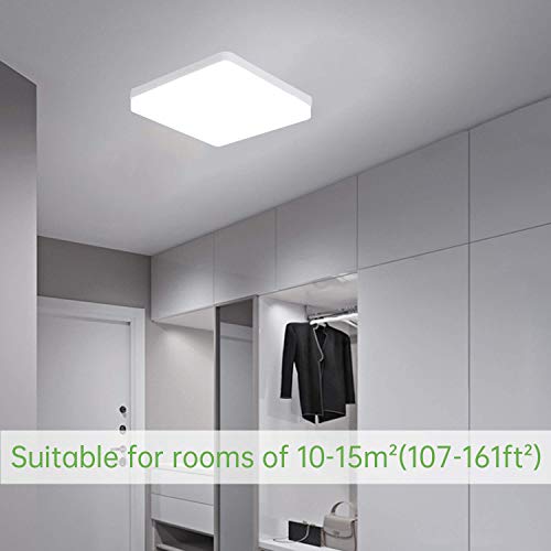 Kimjo LED Lámpara de Techo 36W Blanco Frío 6500K, Plafon LED Techo Modern IP44 Impermeable para Baño, Luz de Techo Cuadrado Delgada para Cocina Dormitorio Sala de Estar Balcón Pasillo Comedor Oficina