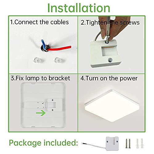 Kimjo LED Lámpara de Techo 36W Blanco Frío 6500K, Plafon LED Techo Modern IP44 Impermeable para Baño, Luz de Techo Cuadrado Delgada para Cocina Dormitorio Sala de Estar Balcón Pasillo Comedor Oficina